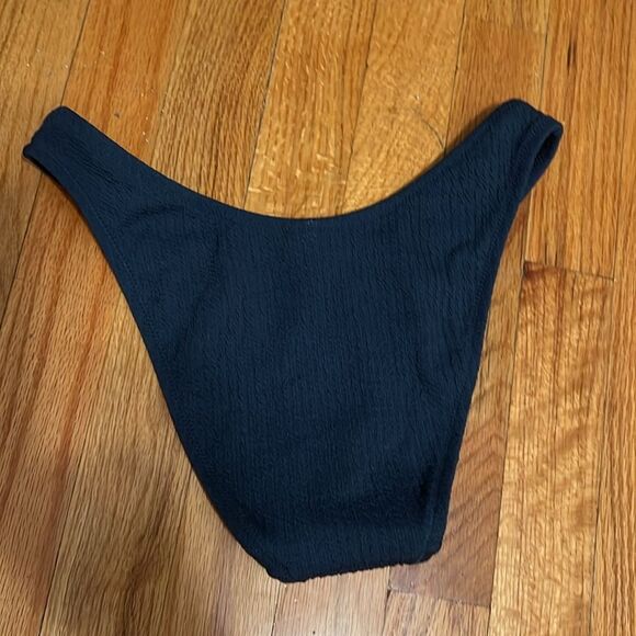J. Crew NEW Textured curved-waist Navy ribbed bikini bottom sz XS cheeky - Picture 2 of 11